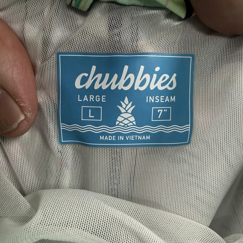 Chubbies Swim Trunks Mens Large Multicolor Tropical 7 Inseam Lined Quick Dry